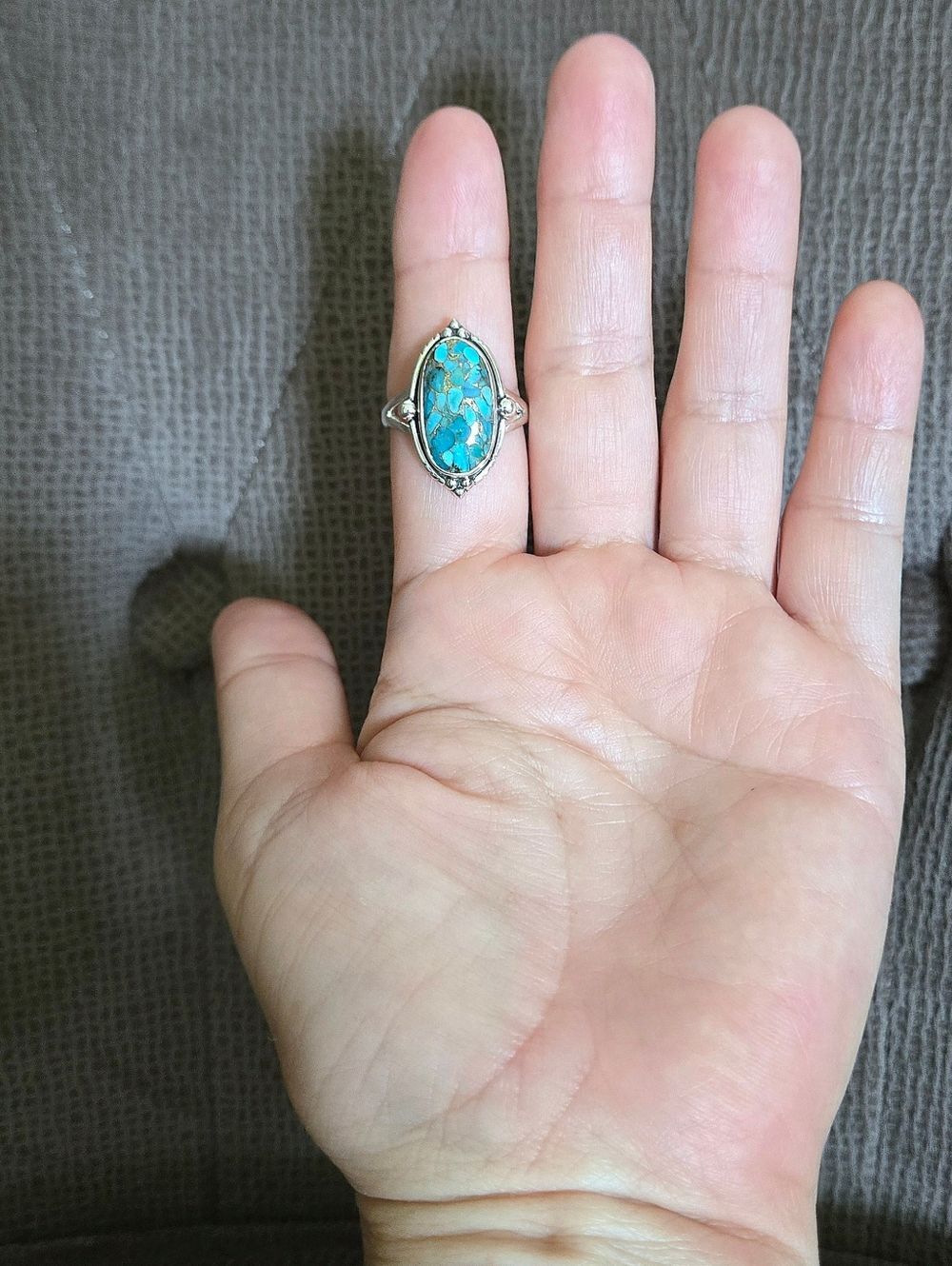 Shivam Oval Shaped Blue💙 Copper Turquoise Statement Ring💍 - NWT - Picture 2 of 16